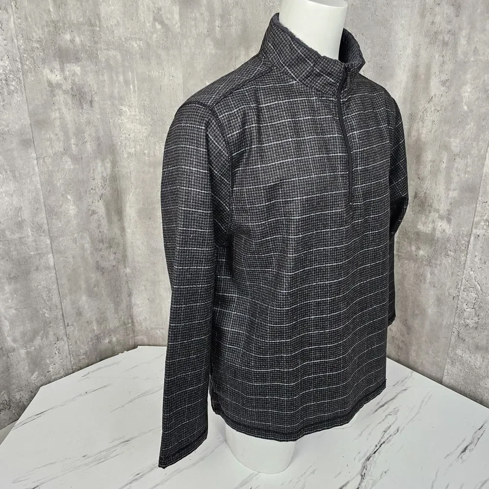 Horn Legend Mens XL Grey Plaid‎ Wool Blend 1/4 Zip Shacket Pullover Polo Jacket